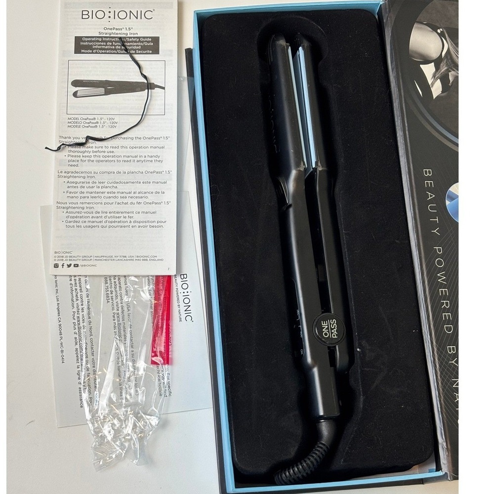 Bio‎ Ionic OnePass Pro Straightening Iron 1.5 Inch NanoIonic Ceramic Flat Iron